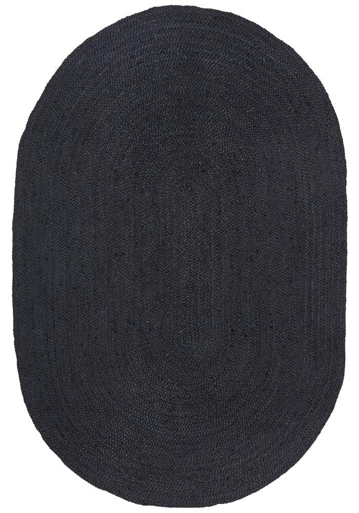 Bondi Woven Floor Rug Black Oval