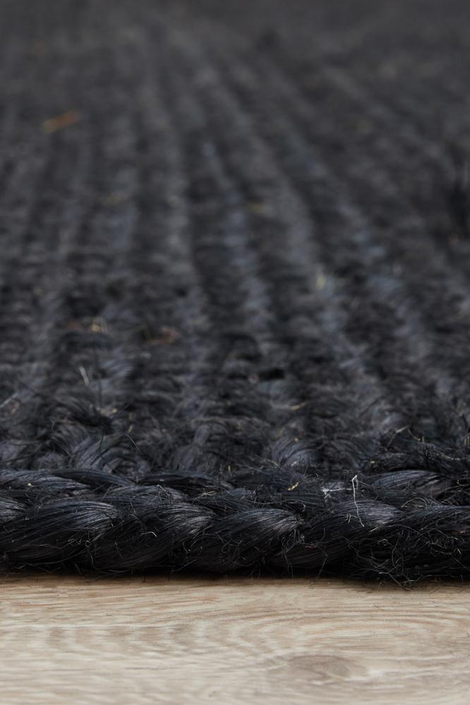 Bondi Woven Floor Rug Black Rectangle