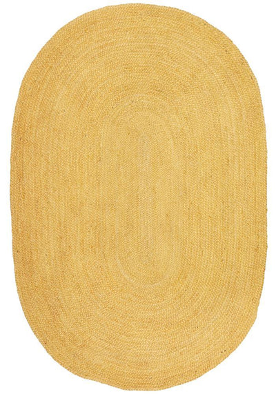 Bondi Woven Floor Rug Yellow Oval
