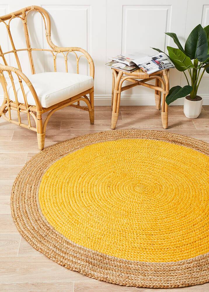 Loft Woven Floor Rug Yellow Rectangle