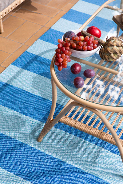 Laura Ashley Lille Outdoor Rug Sky Blue Rectangle