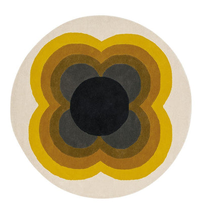 Orla Kiely Sunflower Floor Rug Yellow Round