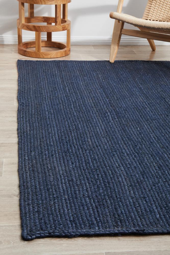 Bondi Woven Floor Rug Navy Rectangle