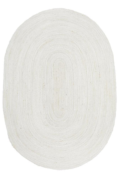 Bondi Woven Floor Rug White Oval