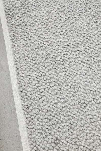 Boucle Floor Rug Grey Rectangle