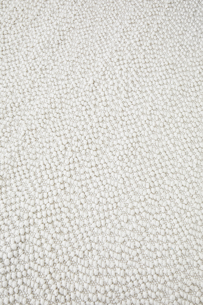 Boucle Floor Rug White Rectangle