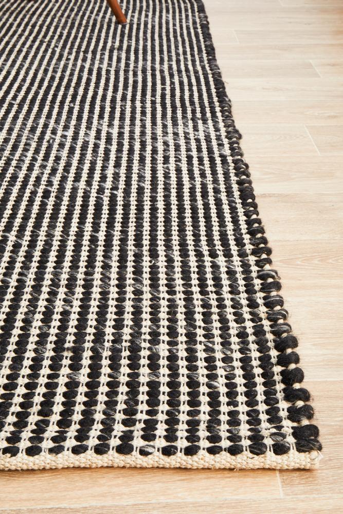 Carlos Felted Wool Floor Rug Black Rectangle