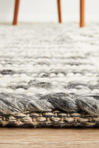 Hellena Braided Grey Wool Rug Rectangle