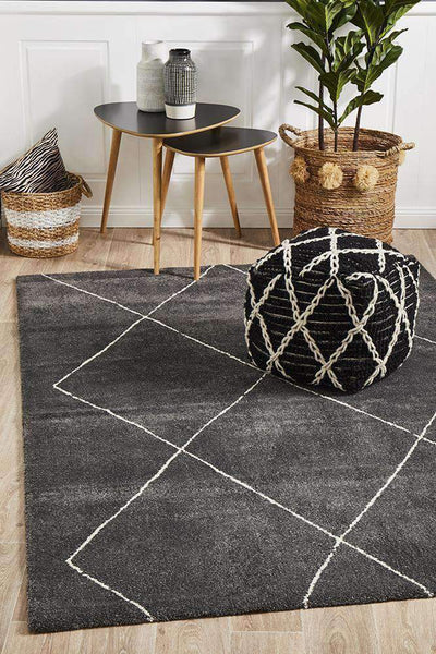 Jasmine Floor Rug Charcoal Rectangle
