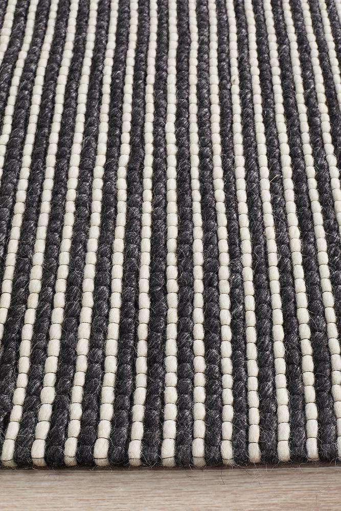 Oskar Felted Wool Floor Rug Black Rectangle